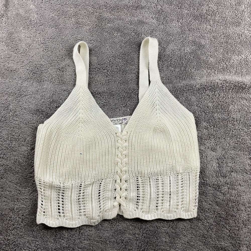 Jolie & Joy Knitted Crochet Tank Top Cropped Juniors Large White